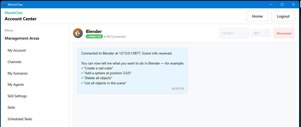 MantisClaw + Blender